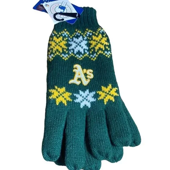 Forever collectibles Oakland A’s fleece lined gloves NWT - Picture 2 of 5